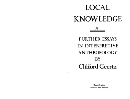 Local Knowledge: Further Essays in Interpretive Anthropology  