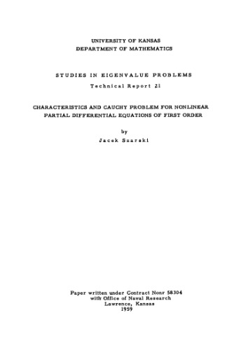 Characteristics and Cauchy Problem for Nonlinear Partial Differential Equations of First Order  