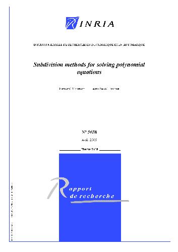 Subdivision methods for solving polynomial equations