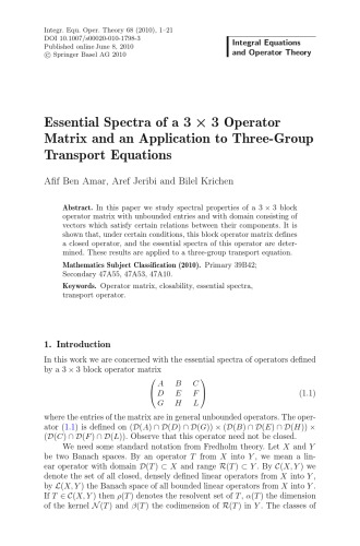 Integral Equations and Operator Theory - Volume 68  