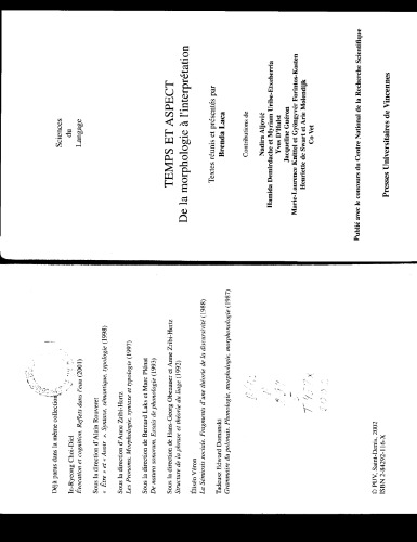 Temps et aspect : de la morphologie à l'interprétation