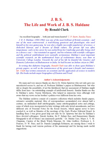 J. B. S.: The Life and Work of J.B.S. Haldane  