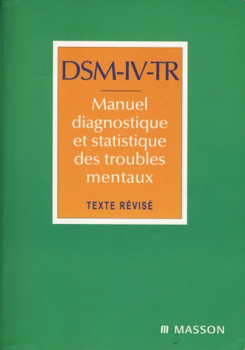 Dsm IV manuel diagnostique et statistique des troubles mentaux  