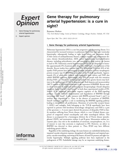 [Journal] Expert Opinion on Biological Therapy. Vol. 11. No 2