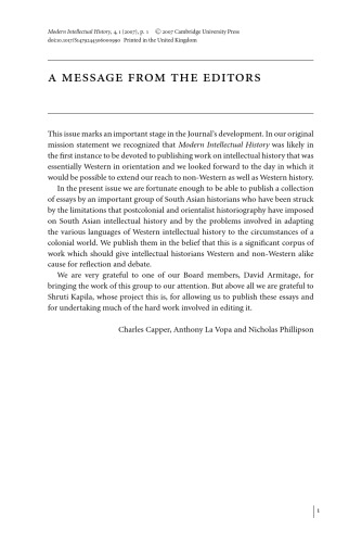 Modern Intellectual History (Volume 04, Issue 01, April 2007) volume 4 issue 01