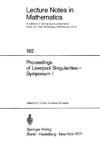 Proceedings of Liverpool singularities - symposium I