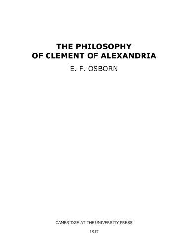 The Philosophy of Clement of Alexandria  