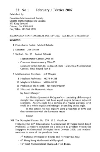 Crux Mathematicorum with Mathematical Mayhem - Volume 33, issue 1-8, 2007