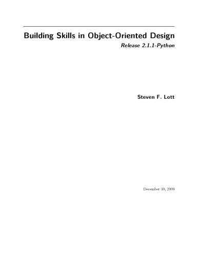 Building Skills in Object-Oriented Design (with Python)