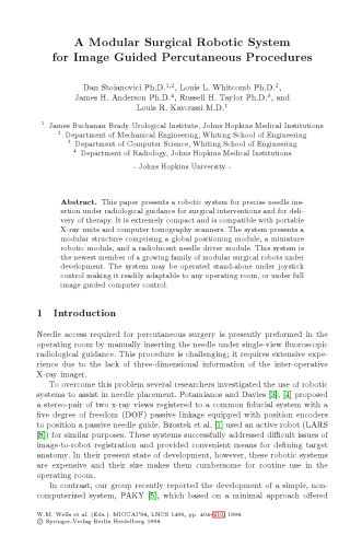 Medical Image Computing and Computer-Assisted Interventation — MICCAI’98: First International Conference Cambridge, MA, USA, October 11–13, 1998 Proceedings