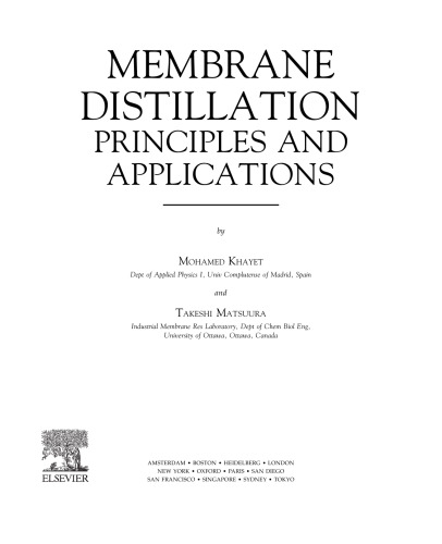 Membrane Distillation: Principles and Applications  