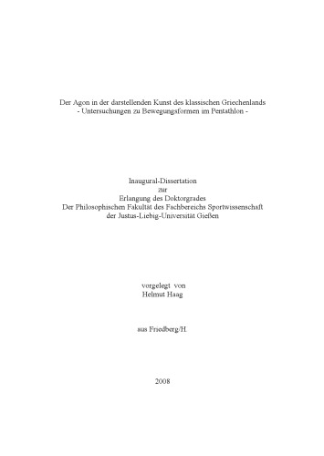 Der Agon in der darstellenden Kunst des klassischen Griechenlands (PhD Gießen)  