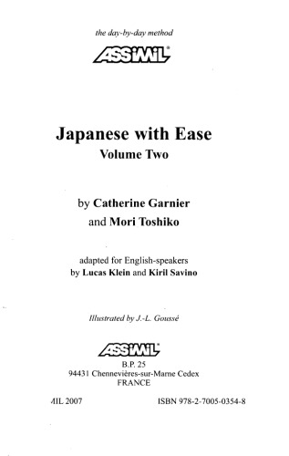 Japanese with Ease, Volume 2 Coursebook (Assimil with Ease) (v. 2)  