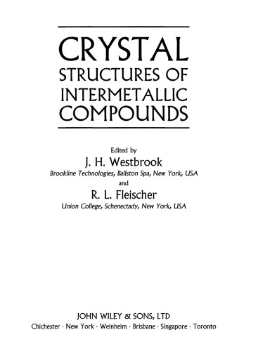 Intermetallic Compounds, Volume 1, Crystal Structures of  