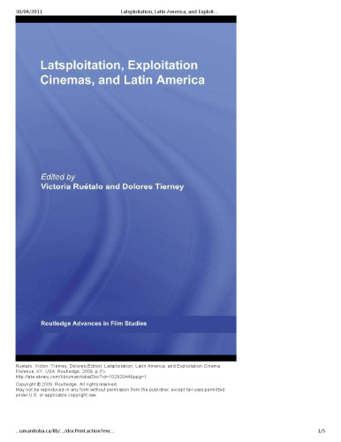 Latsploitation, Exploitation Cinemas, and Latin America (Routledge Advances in Film Studies)  