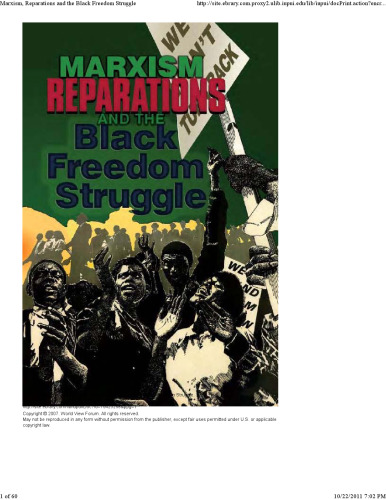 Marxism, Reparations & the Black Freedom Struggle  