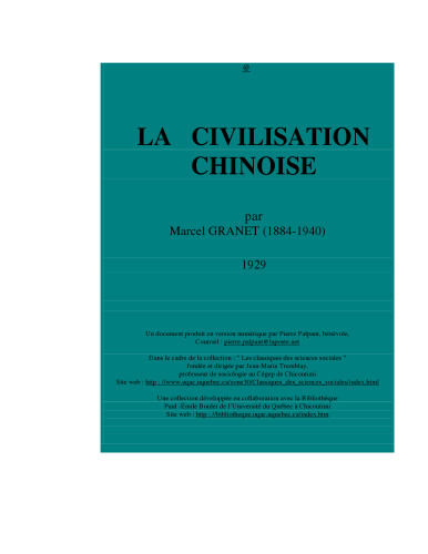 La civilisation chinoise  