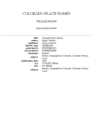 Colorado place names  