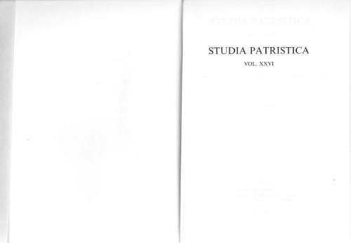 Studia Patristica Vol. XXVI  