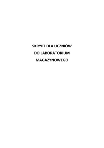 Skrypt dla ucznia do laboratorium magazynowego  