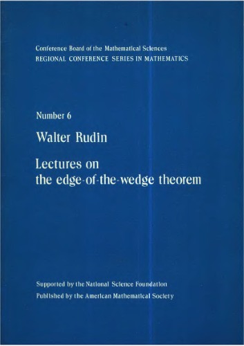 Lectures on the edge-of-the-wedge theorem (CBMS regional conference series in mathematics 6)  