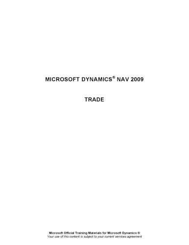 Microsoft Dynamics® NAV 2009 Trade  