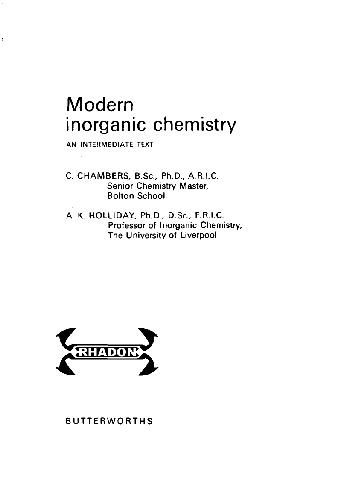 Modern Inorganic Chemistry 