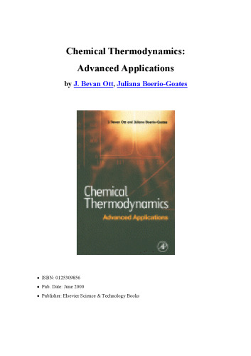 Chemical Thermodynamics: Advanced Applications