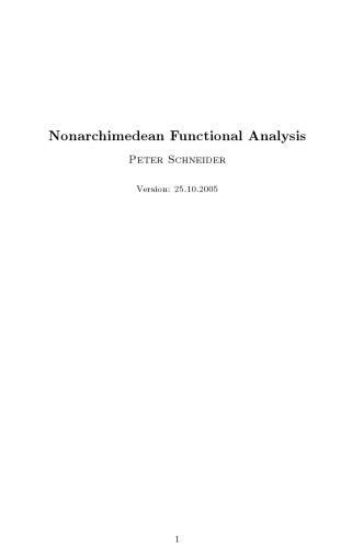 Nonarchimedean Functional Analysis  