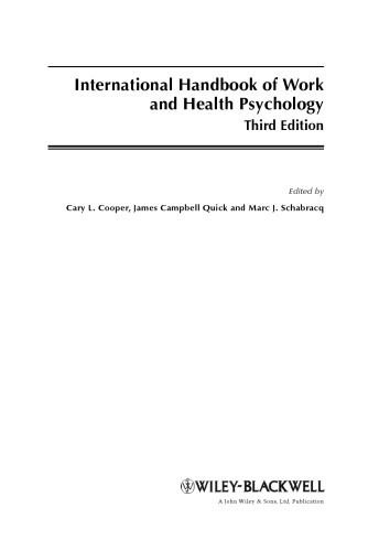 International Handbook of Work and Health Psychology