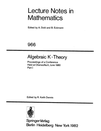 Algebraic K-theory. Proc. Oberwolfach 1980