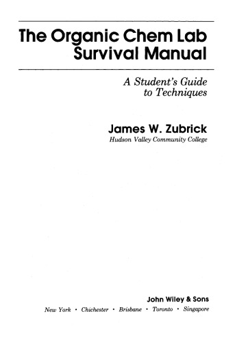 Organic Chemistry Laboratory Survival Manual