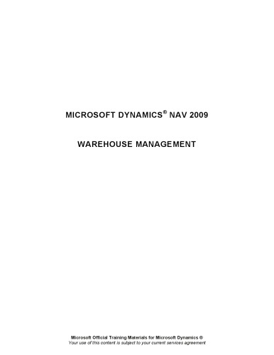 Microsoft Dynamics® NAV 2009 Warehouse Management