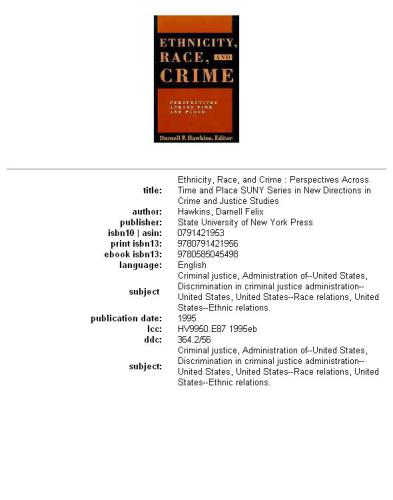 Ethnicity, race, and crime: perspectives across time and place  