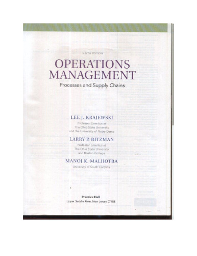 Operations Management (9th Edition)  