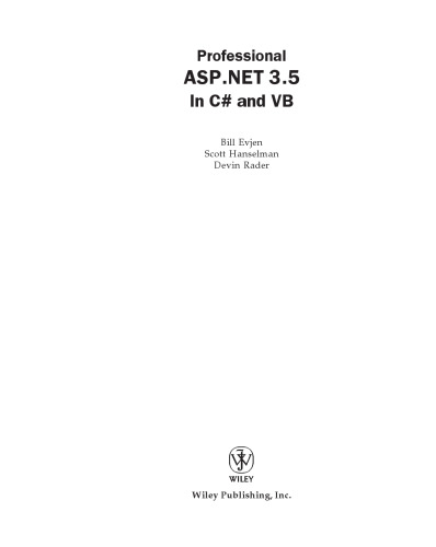 Professional ASP.NET 3.5 in C Sharp and Visual Basic