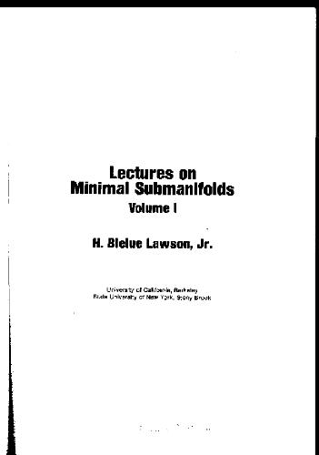 Lectures on minimal submanifolds