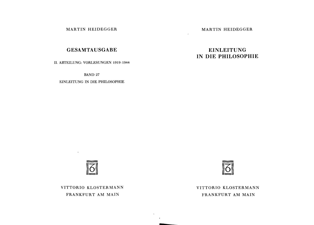 Einleitung in die Philosophie (Wintersemester 1928–29)