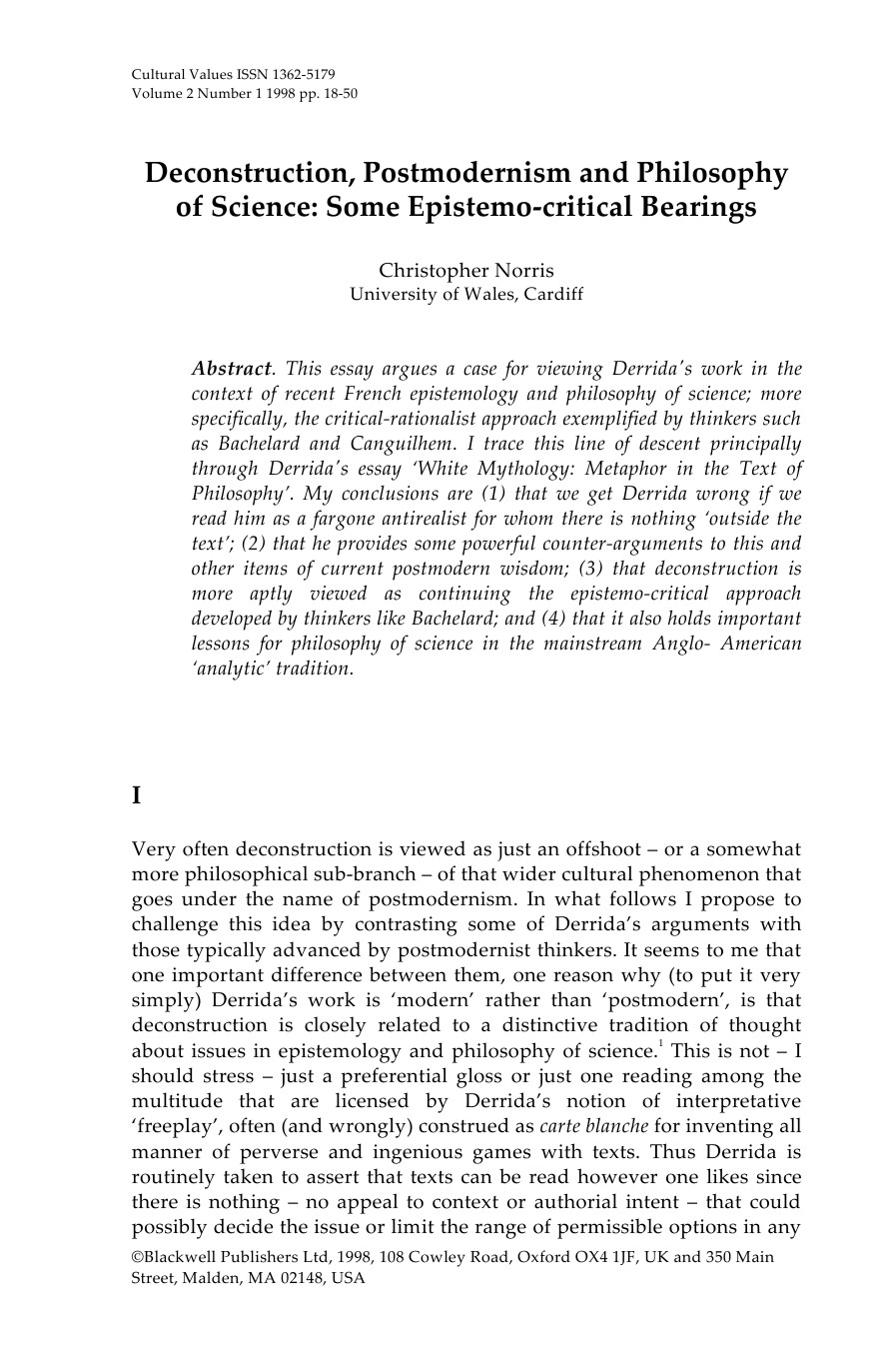 Deconstruction, Postmodernism And Philosophy Of Science - Epistemo-critical Bearings