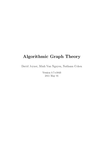 Algorithmic Graph Theory