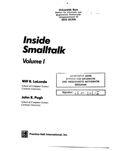 Inside Smalltalk Vol 1