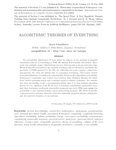 Algorithmic Theories of Everything