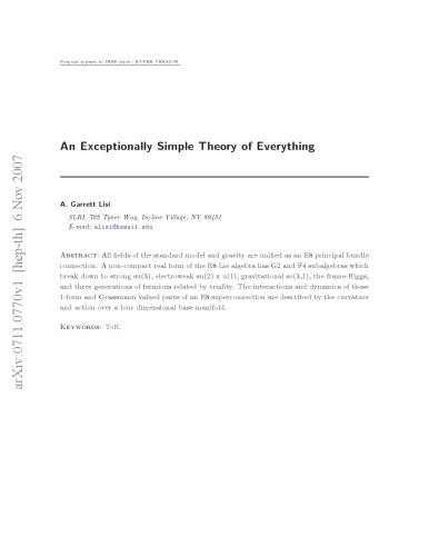 An Exceptionally Simple Theory of Everything