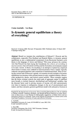 Is dynamic general equilibrium a theory of everything