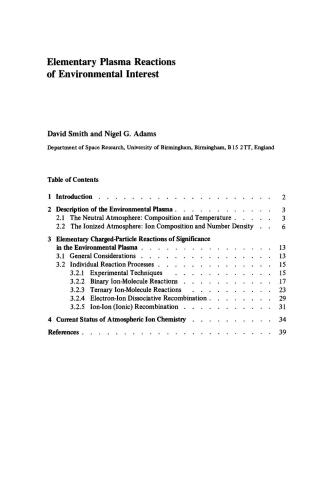 Plasma Chemistry I