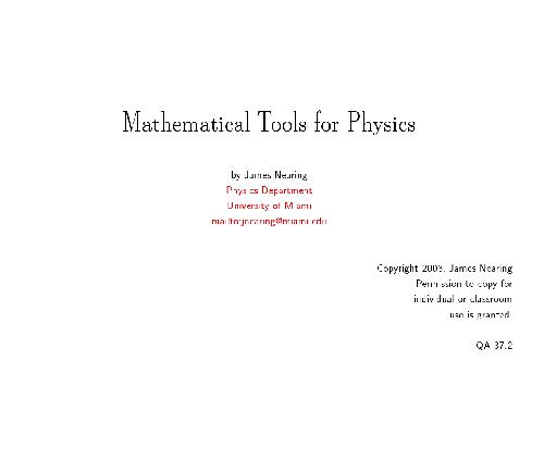 Mathematical Tools for Physics