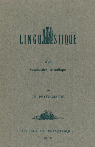 Linguistique d'un vocabulaire scientifique