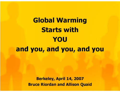 Global Warming Starts with YOU and you, and you, and you