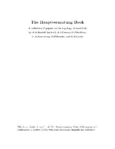 The Hauptvermutung Book (K-theory and topology of manifolds)