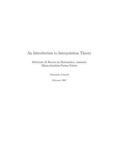 An Introduction to Interpolation Theory